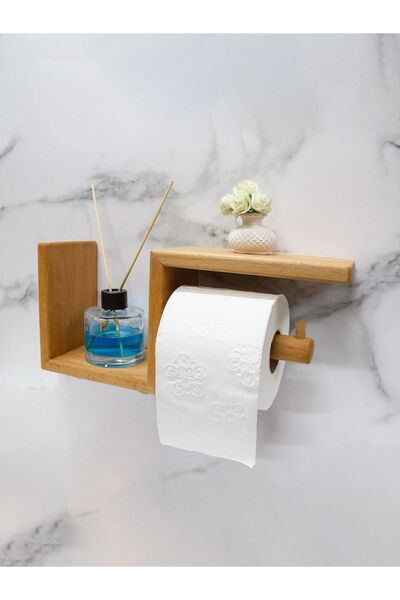 Masif Ahşap Tuvalet Kağıtlığı Dekoratif Standlı Ahşap WC Kağıtlık İskandinav Tasarım