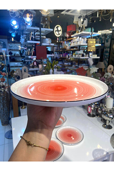 ÇIRPAN EV KIRMIZI PORSELEN 6'LI SERVİS TABAK 25CM