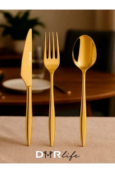 Demir Çeyiz iron dowry dmr life ruby Titanium GOLD 89 Pieces 12 Person Fork Spoon Knife Set