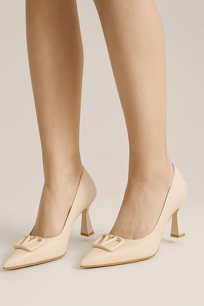 hadigiy Pantofi cu toc stiletto, cu cataramă în V, cu detaliu nud, eleganti