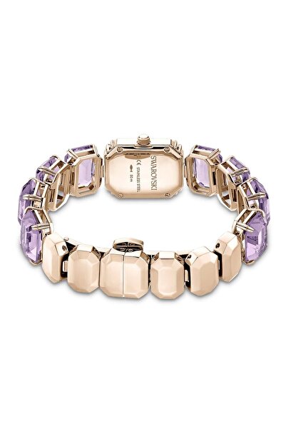 Swarovski Saat, Sekizgen Kesimli Bileklik, Mor, Şampanya Altın Rengi Yüzey