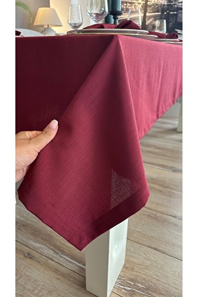 Decamor home Linen Textured Wine Red Tablecloth (Napkin Not Included)