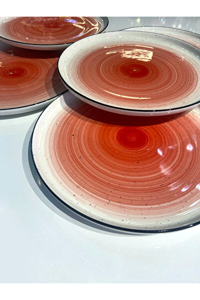 ÇIRPAN EV KIRMIZI PORSELEN 6'LI SERVİS TABAK 25CM