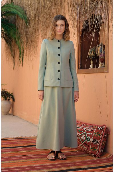 Fatma Atasoy Linen Mint Jacket