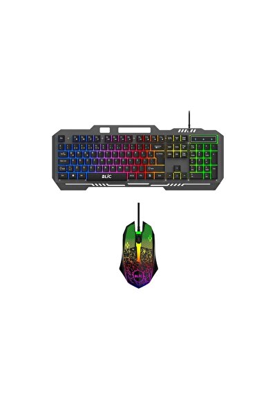 EN SİGA Rgb 2in1 Oyuncu Gaming Mekanik Hisli Kablolu Türkçe Q Klavye Ve Rgb Mouse Seti Metal Kasa
