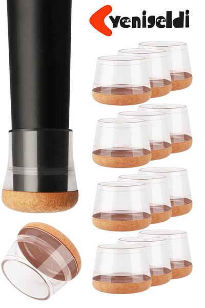 Yenigeldi 12 bucăți scaun rotund Papucu (2,3–2,7 cm) silicon transparent protector gros pentru podea husă pentru picioare