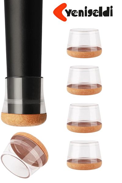 Yenigeldi 4 bucăți scaun rotund Papucu (2,3–2,7 cm) silicon transparent protector gros pentru podea husă pentru picioare