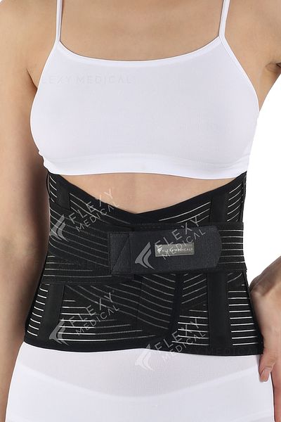 Flexy Medical Steel Underwire Medical Corset Lumbostad Black (26cm) Orthopedic Waist Corset Hernia