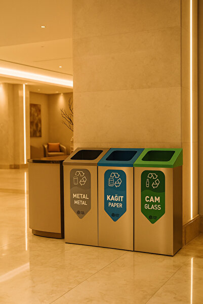 Efesteel Paslanmaz Geri Dönüşüm Çöp Kutusu