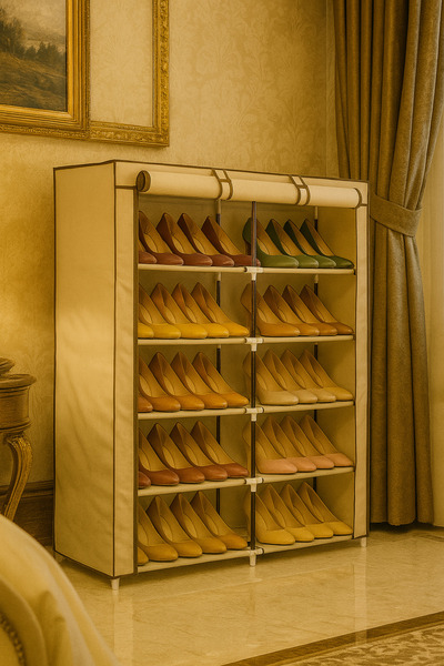 ALMUFARREJ رف أحذية مكون من 12 طبقة باللون البيج