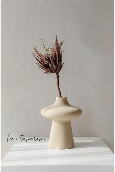 Lui Tasarım Cream Bohemian New Style Cream Simple Minimalist Nordic Style Milone Vase Ceramic 21*18cm