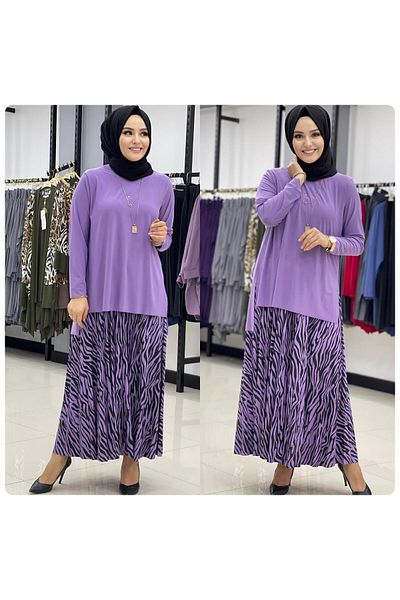 NİSUM MODA Σετ με μοτίβο Zebra με άμμο φούστα