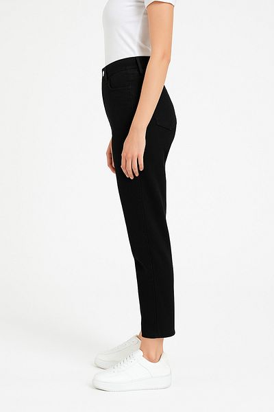DELDNM Yasmina Blugi Boyfriend Casual Din Lycra Negru Cu Talie Înaltă