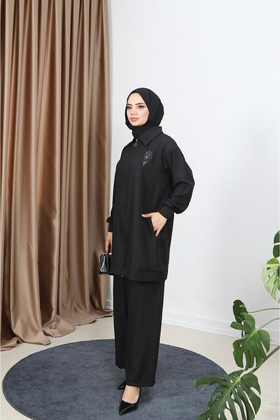 NİSUM MODA Σετ λινό με φερμουάρ