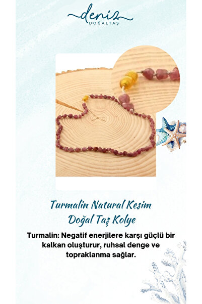 Deniz Doğal Taş قلادة من الحجر الطبيعي المعتمد من قطع التورمالين الطبيعي - M312