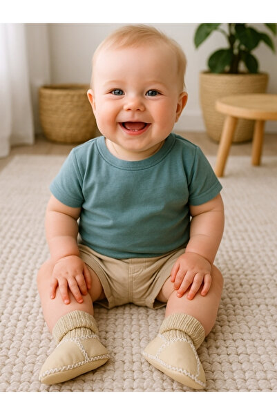 Angeltouch Unisex Bebek Patik Ayakkabı Deri Lüx Krem