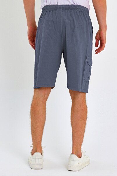 Dechers Men's Cargo Pocket Large Size 100% Cotton Linen Look Shorts E202