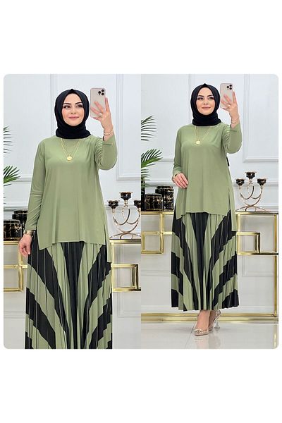 NİSUM MODA Piece Patterned Sandy Skirt Suit