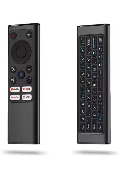 Generic 4-in-1 Rechargeable Voice Air Mouse Remote with Mini Wireless Keyboard – 2.4G RF, USB-C, Gyroscope