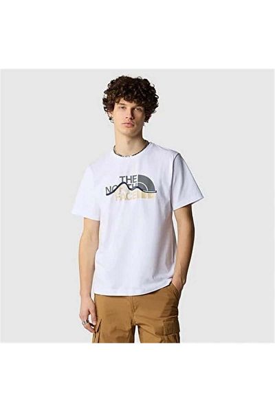 THE NORTH FACE Ανδρικό λευκό μπλουζάκι - F0a87ntfn41-r, Mountain Line, M/S/S, Tee