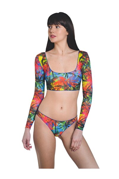 Blankkını Blankkini Uzun Kol Dekolte Bikini Üstü