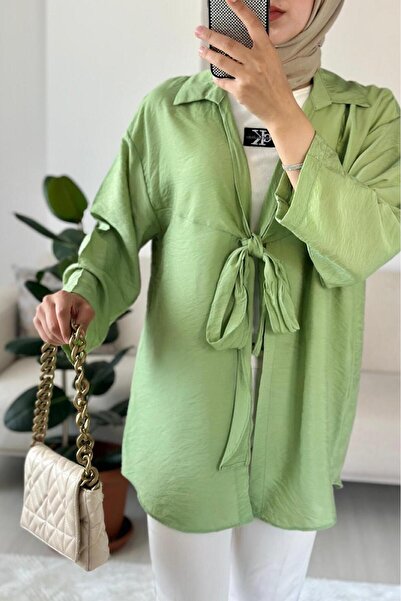 HİFADEN Women's Bow Tie Shirt Collar Hijab Kimono