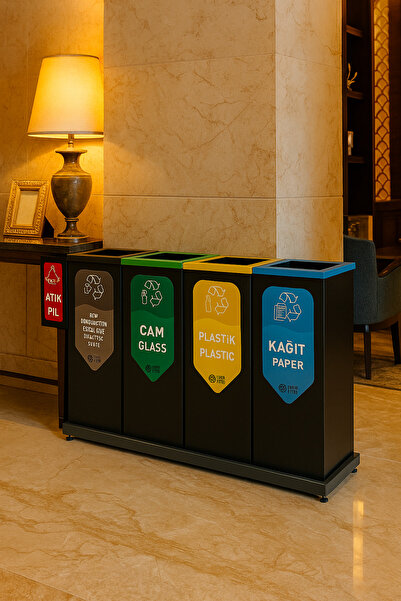 Efesteel Bazalı Dörtlü Geri Dönüşüm Kovası