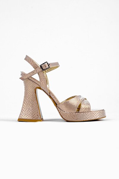 Lal Shoes & Bags Penelope Çapraz Bant  Kadın Topuklu Ayakakabı-Gold