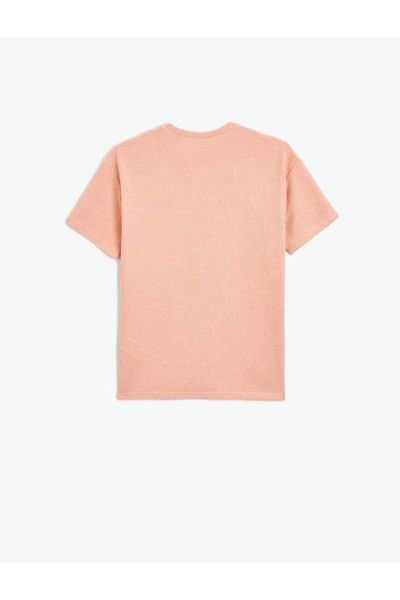 Koton Boy's T-Shirt Skull Printed Detailed Short Sleeve Crew Neck Textured4Skb10248Tk Pink