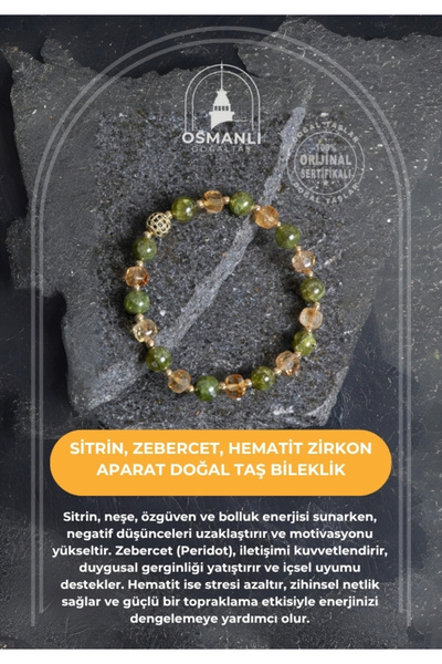 OSMANLI DOĞAL TAŞ سوار من الأحجار الكريمة الطبيعية من السيترين والزيبرسيت وال...