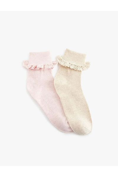 Koton Girl's 2-Piece Lace Socks 5Skg80016Aa Multicolor