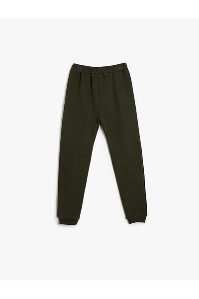 Koton Pantaloni de sport Jogger pentru bebeluși, cu nasturi, din bumbac elastic în talie - 4wmb40010tk kaki