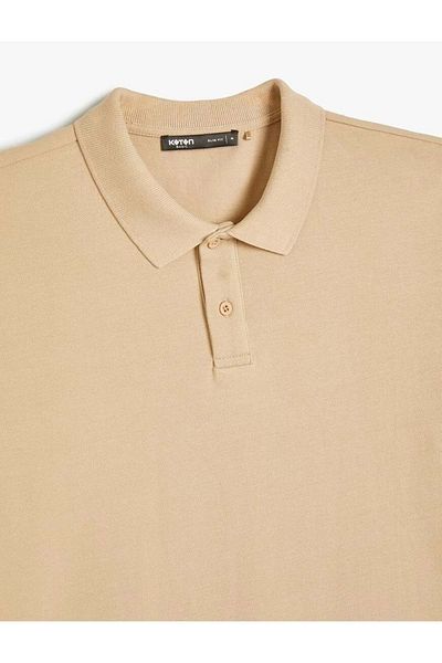 Koton 4sam10113mk 057 Beige Men's Cotton Jersey Short Sleeve Basic Polo T-shirt