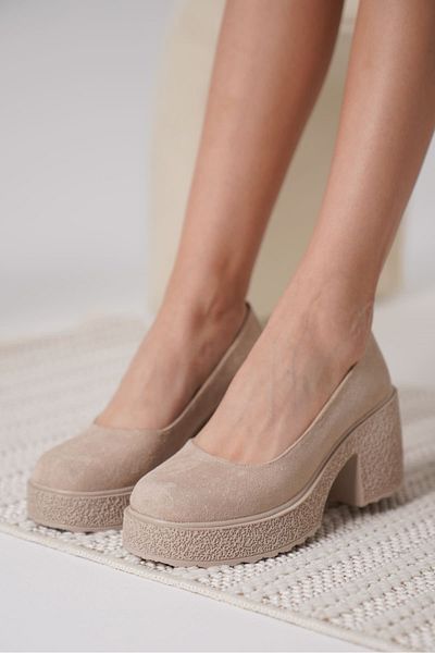 Zerenyus Talya Premium Women's Beige Suede Wedge Heeled Shoes