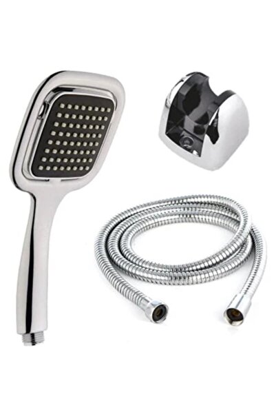 YDGR 3 Lü Set Siyah Kare Banyo Duş Seti Hortum Mafsal Ve Başlık Set