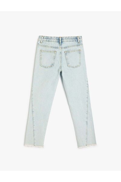 Koton Girl's High Waist Cotton - Boyfriend Jean 5Skg40014Ad Light Indigo