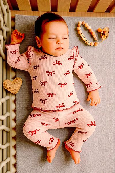 Necix's Baby Girl Bowknot 2-Piece Set - Long Sleeve Top and Leggings Bottom