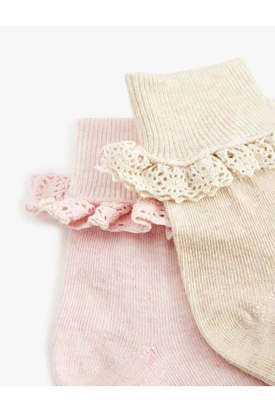 Koton Girl's 2-Piece Lace Socks 5Skg80016Aa Multicolor