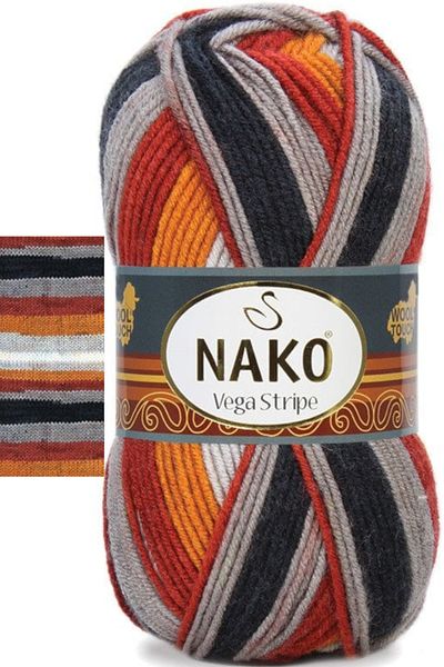 NAKO Vega Stripe Premium Ακρυλικό Πλεκτό Μαλλί Νο: 82417