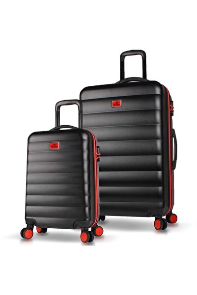 Colors Abs Cabinet and Large Size Black 2-Pack Suitcase Set