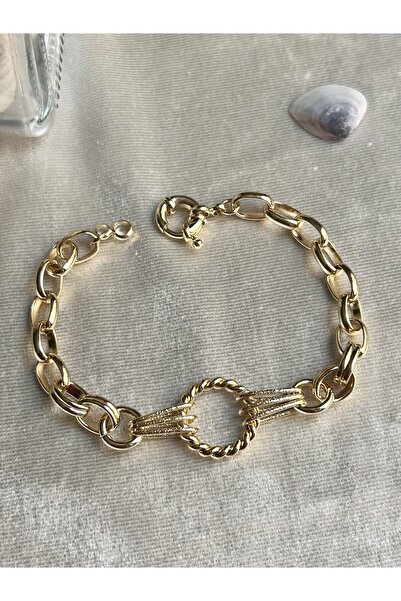 Butik CAVETTO – سوار بسلسلة بيضاوية الشكل بتفاصيل ملتوية باللون الذهبي، تصميم...