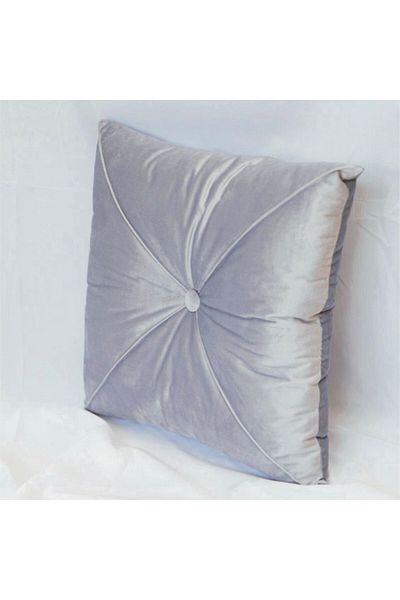 OEM Puffet Decorative Pillow in Light Grey Velvet, Square, 40x40 Cm