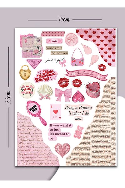 Pankart Evi Pink Girl - مجموعة ملصقات خلفيات سجل القصاصات، مجلة رصاصة، مجموعة ملصقات مخططة
