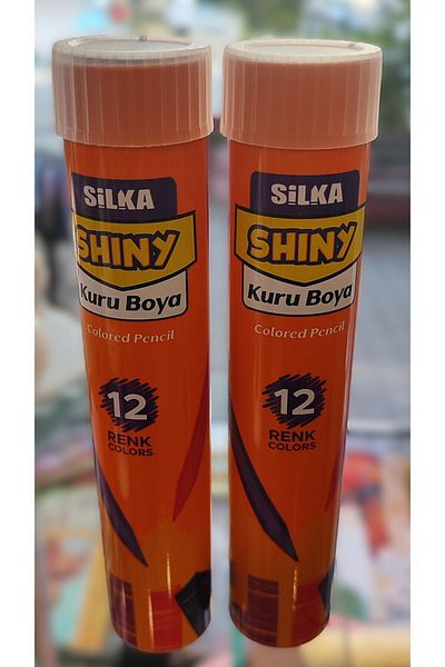 ada çanta kırtasiye 2 Pcs Silka Metal Tube Model 12 Dry Crayons (Total 2 Tubes=12+12 Dry Crayons)