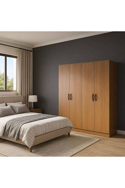 Al Saada Home Limited Wooden Wardrobe 4 Doors 190*50*155cm