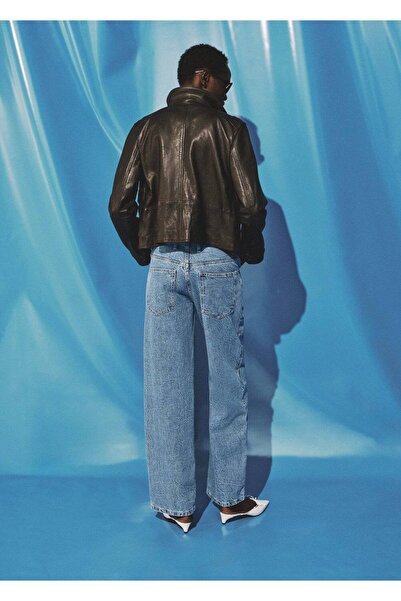 MANGO Woman Orta bel düz kesim jean