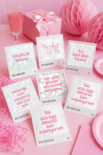 Pankart Evi Set de 6 carduri Pola pentru petrecerea burlacilor - Bride To Be