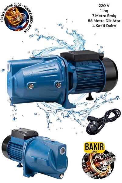DYNAMİC MAX Germany Jet 100 1.5 Hp Tam Bakır Sargılı Büyük Su Pompası 7 Mt Em...