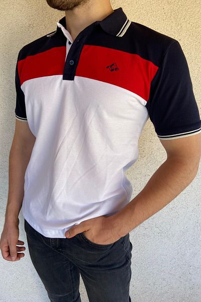 Mesh Company Tricou cu guler polo pentru bărbați, 100% bumbac, model cu mânecă scurtă în dungi colorate