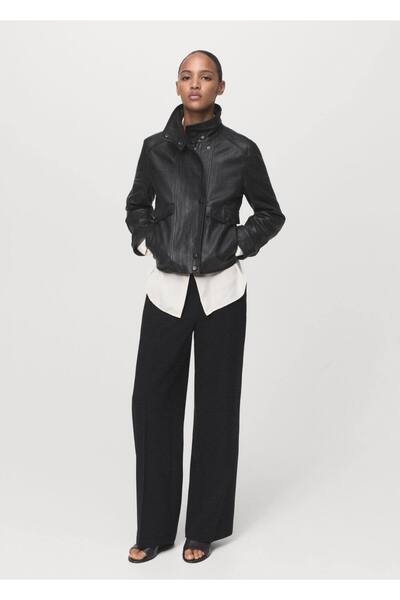 MANGO Woman Düz kesim orta belli pantolon